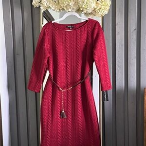 Sharagano Red Long Sleeve Sheath Dress